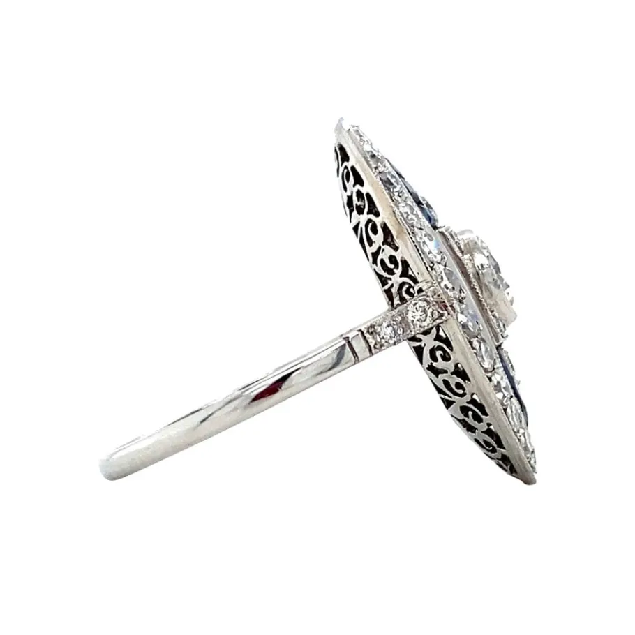 platinum_ring_with_sapphi_3.webp Platinum ring with sapphire and diamond 950>Vintage Jewellery Clearance