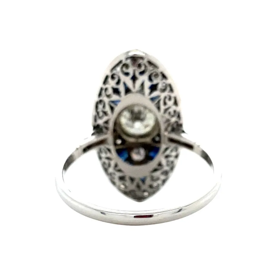 platinum_ring_with_sapphi_4.webp Platinum ring with sapphire and diamond 950>Vintage Jewellery Clearance