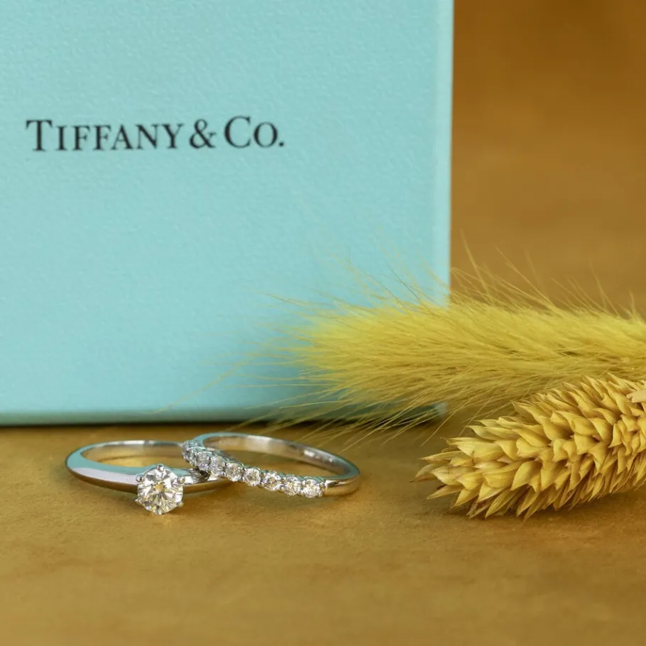 Platinum Tiffany & Co rings with diamonds 950>Vintage Jewellery Sale