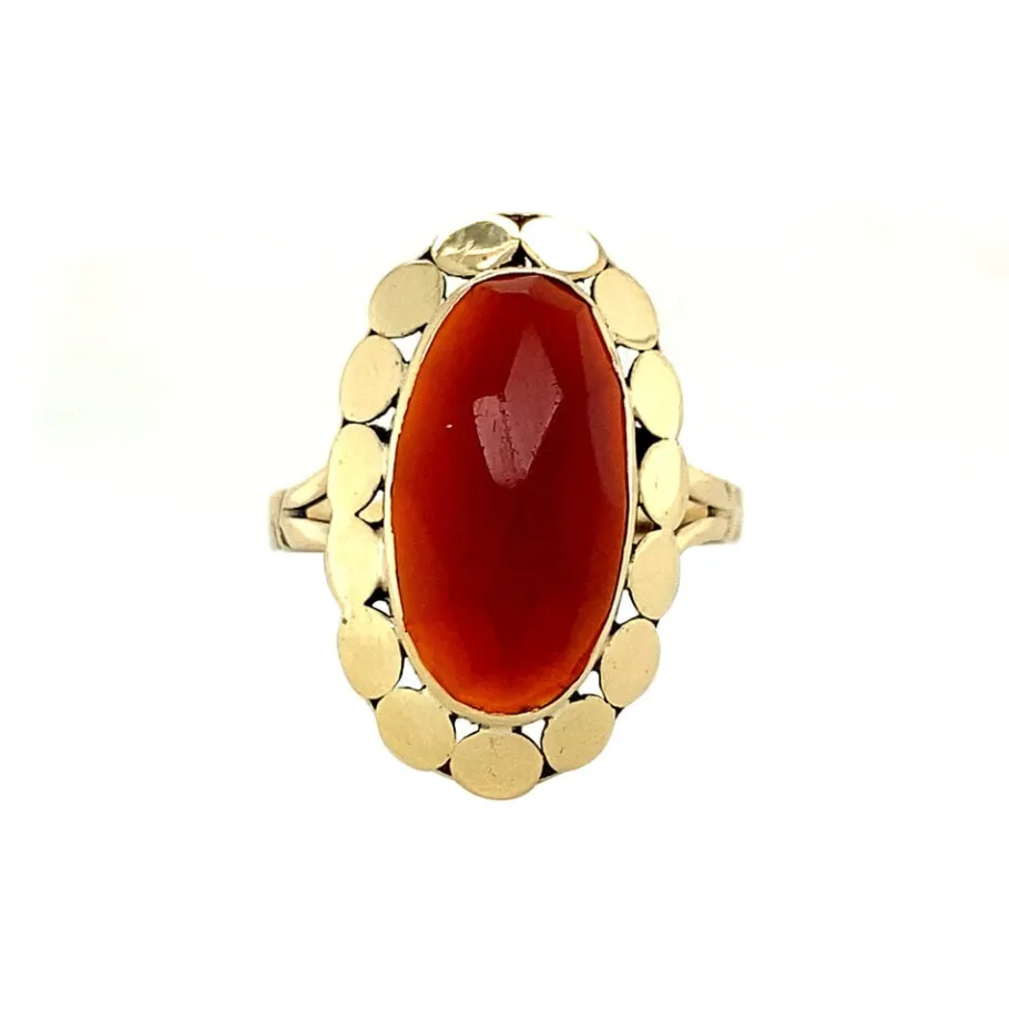 Ring with carnelian 12 krt>Vintage Jewellery Online