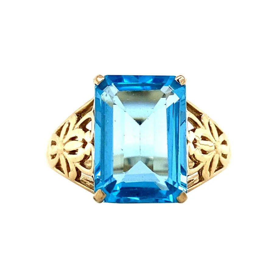 Ring with topaz 9 krt>Vintage Jewellery Sale