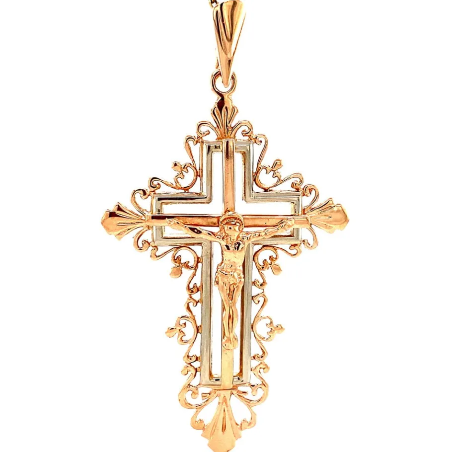 Rose gold cross pendant 14 krt>Vintage Jewellery Best