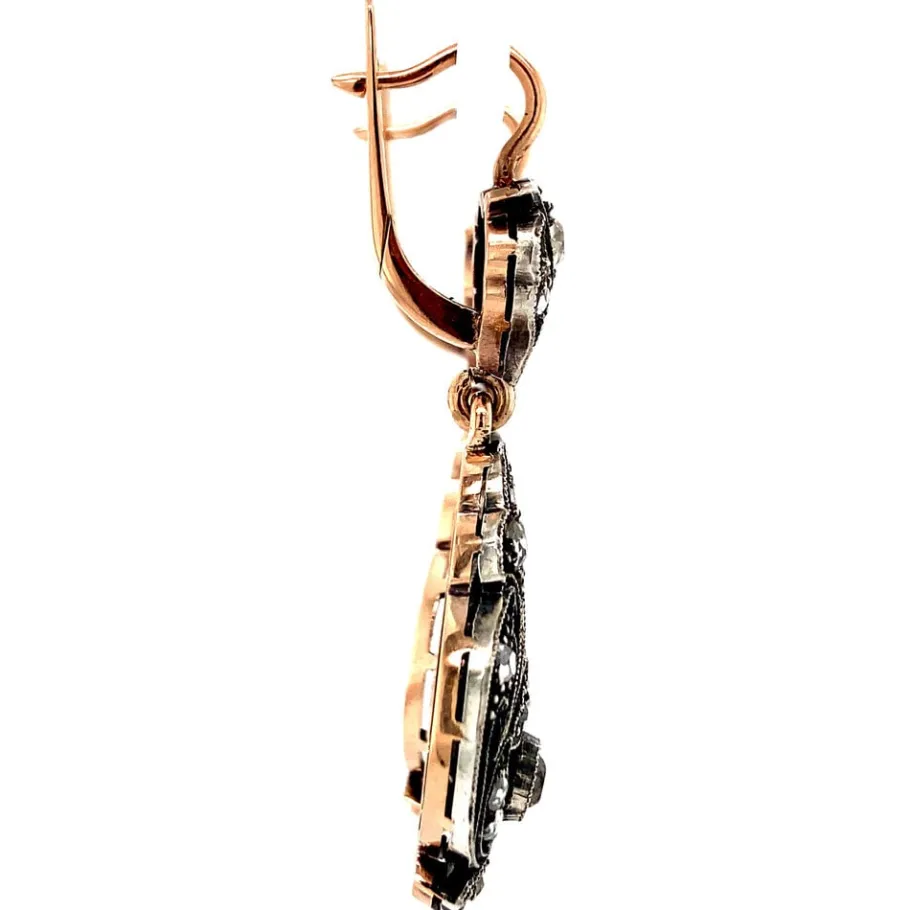 rose_gold_earrings_with_d_3.webp Rose gold earrings with diamonds 14 krt/925>Vintage Jewellery Online