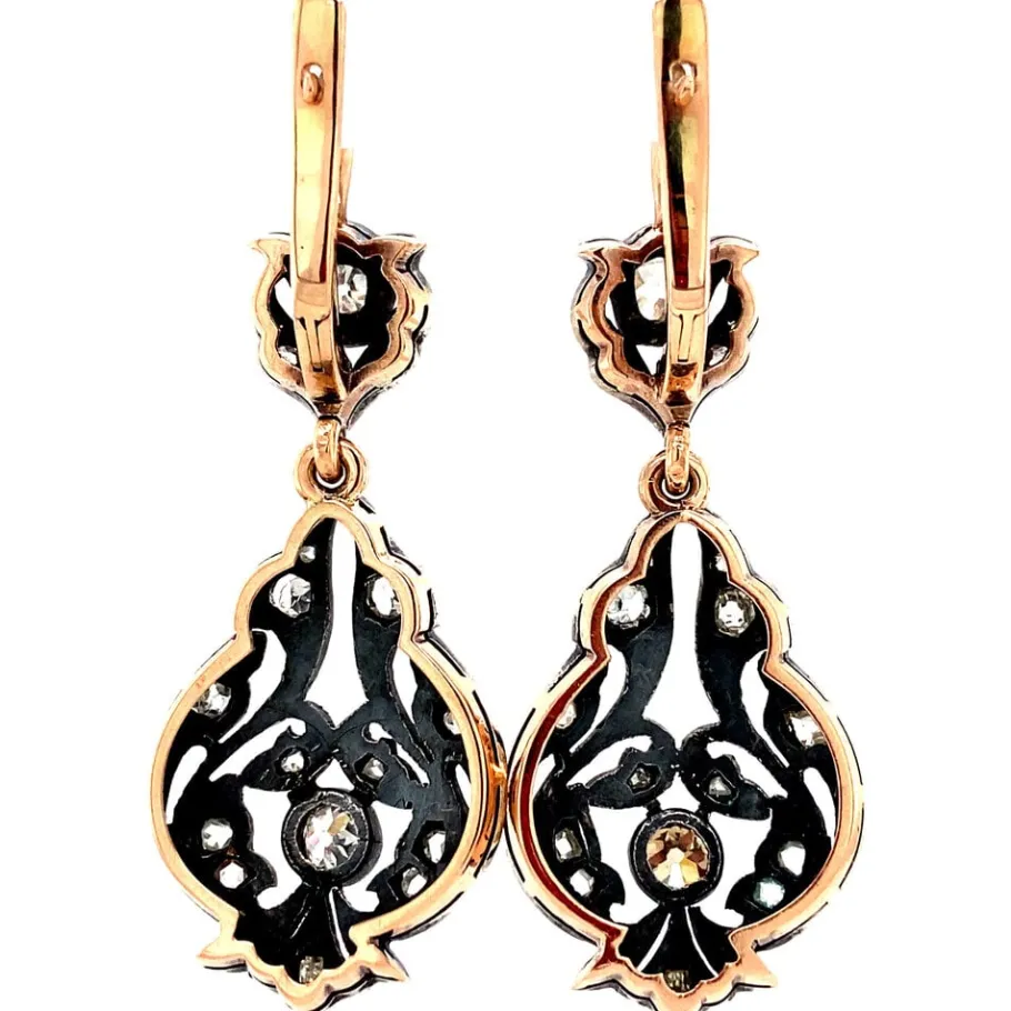 rose_gold_earrings_with_d_4.webp Rose gold earrings with diamonds 14 krt/925>Vintage Jewellery Online