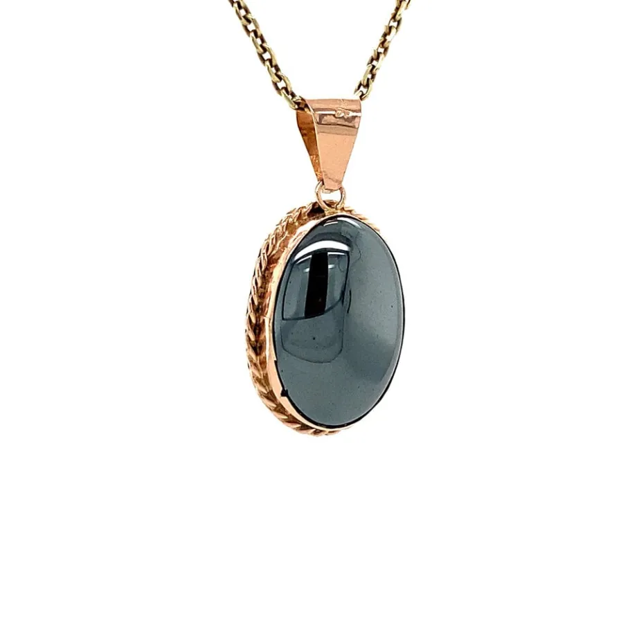 rose_gold_pendant_with_ha_2.webp Rose gold pendant with haematite 14 krt>Vintage Jewellery Online