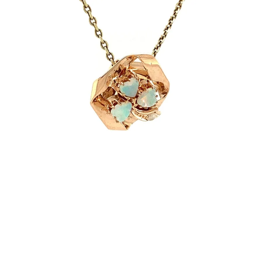 rose_gold_pendant_with_op_2.webp Rose gold pendant with opal and pearl 14 krt>Vintage Jewellery Outlet