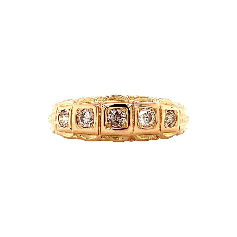 Rose gold ring with diamonds 14 krt>Vintage Jewellery Outlet
