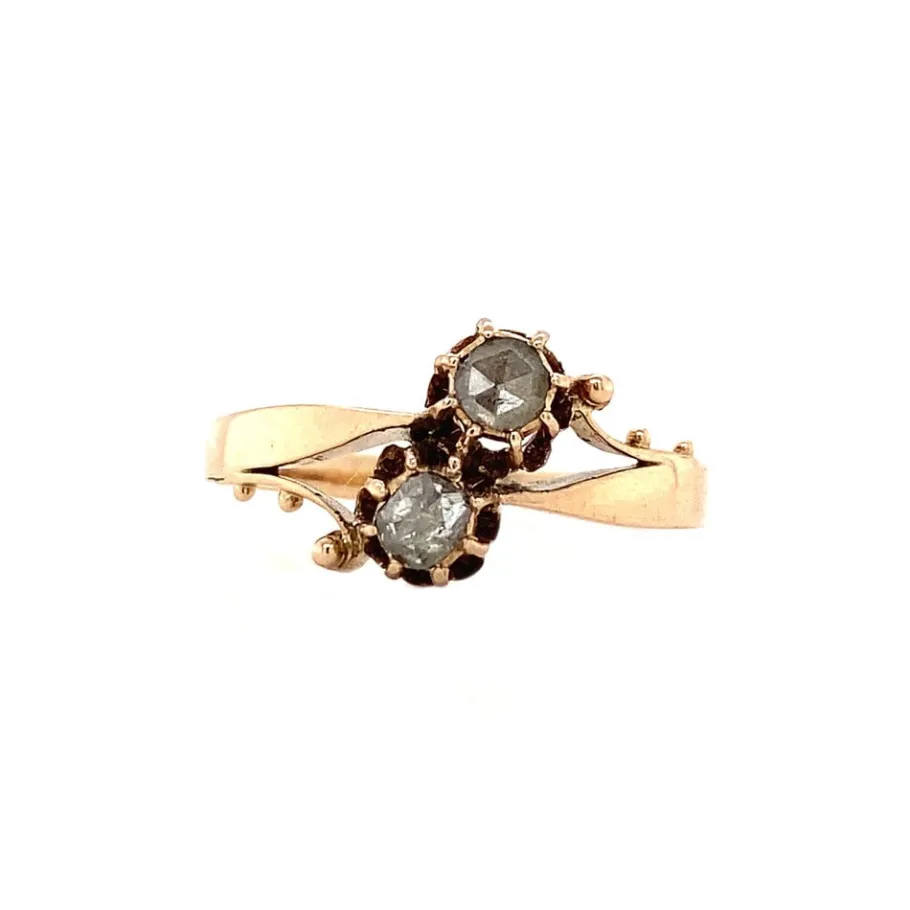Rose gold ring with rose diamond 14 krt>Vintage Jewellery Discount