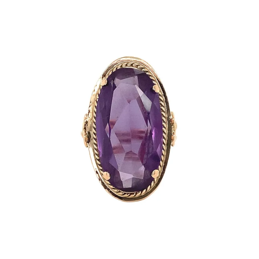 Rose gold ring with sapphire 14 krt>Vintage Jewellery Best
