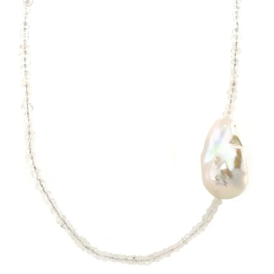 Schoeffel necklace with moonstone and pearl 18 krt/925>Vintage Jewellery Sale