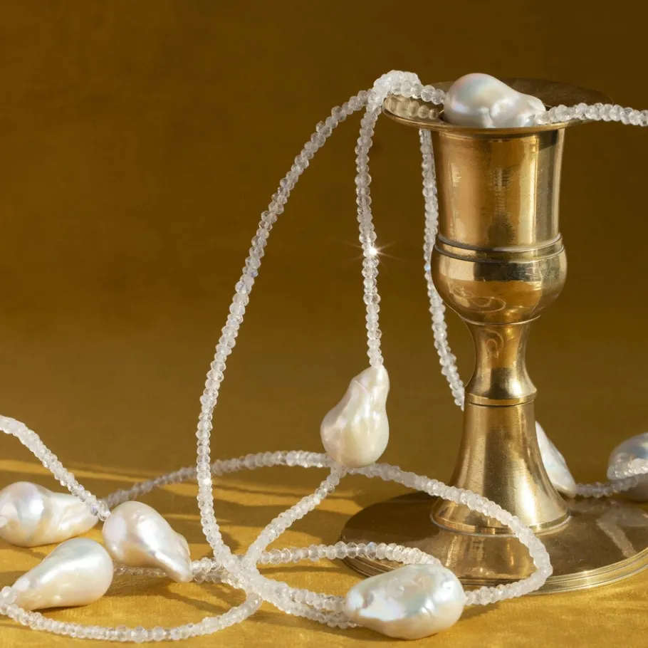 Schoeffel necklace with moonstone and pearl 18 krt/925>Vintage Jewellery Sale