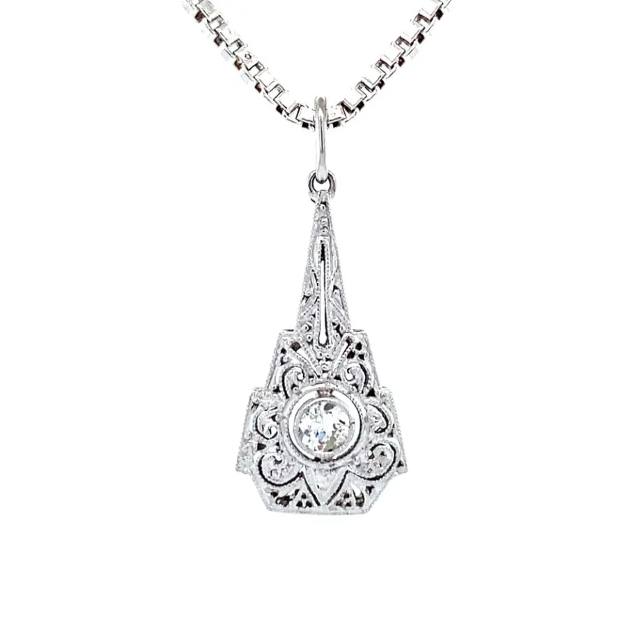 Silver pendant with diamond 925>Vintage Jewellery Best