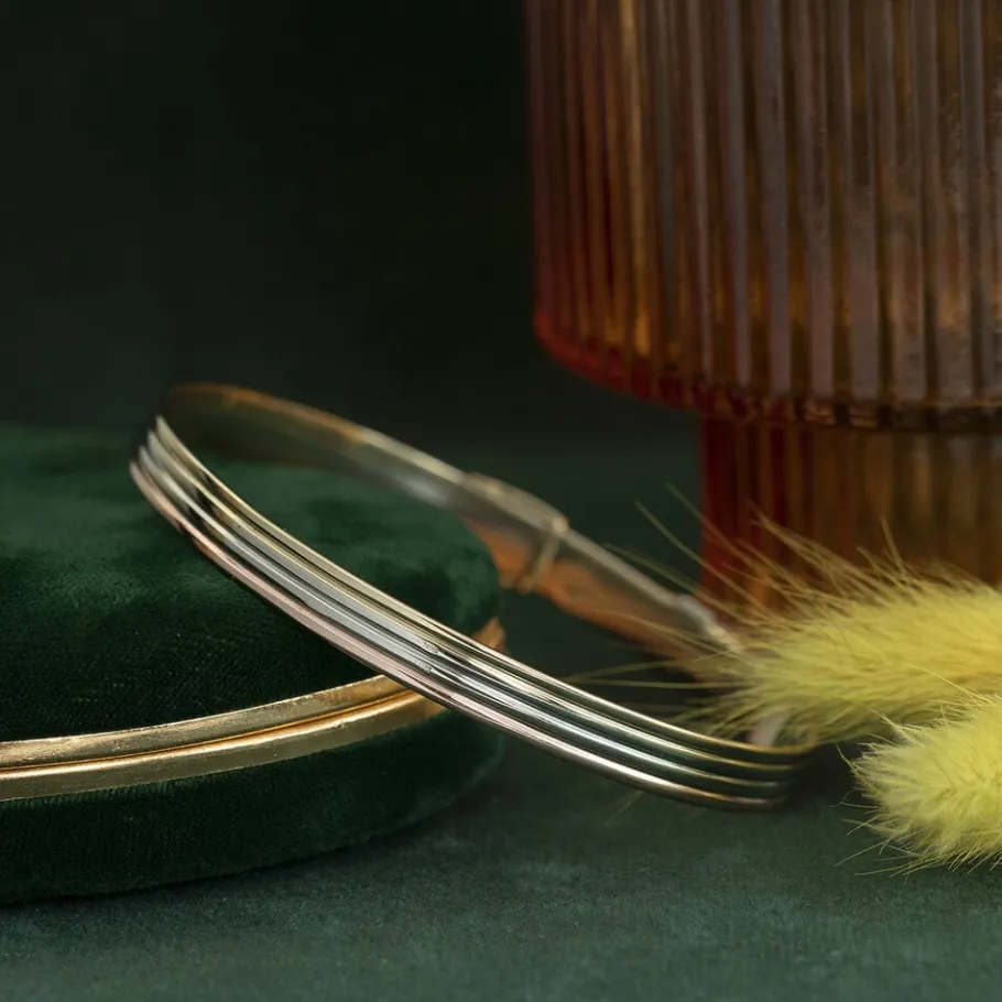 Tricolour gold bangle 14 krt>Vintage Jewellery Hot