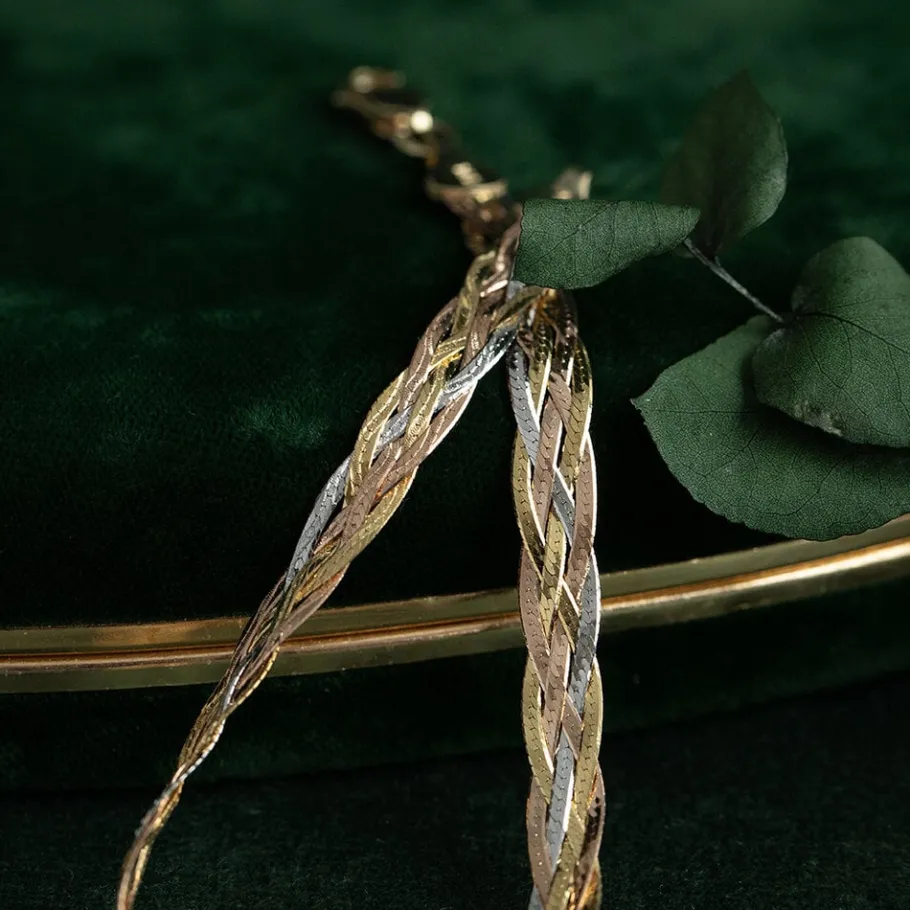Tricolour gold bracelet 14 krt>Vintage Jewellery New
