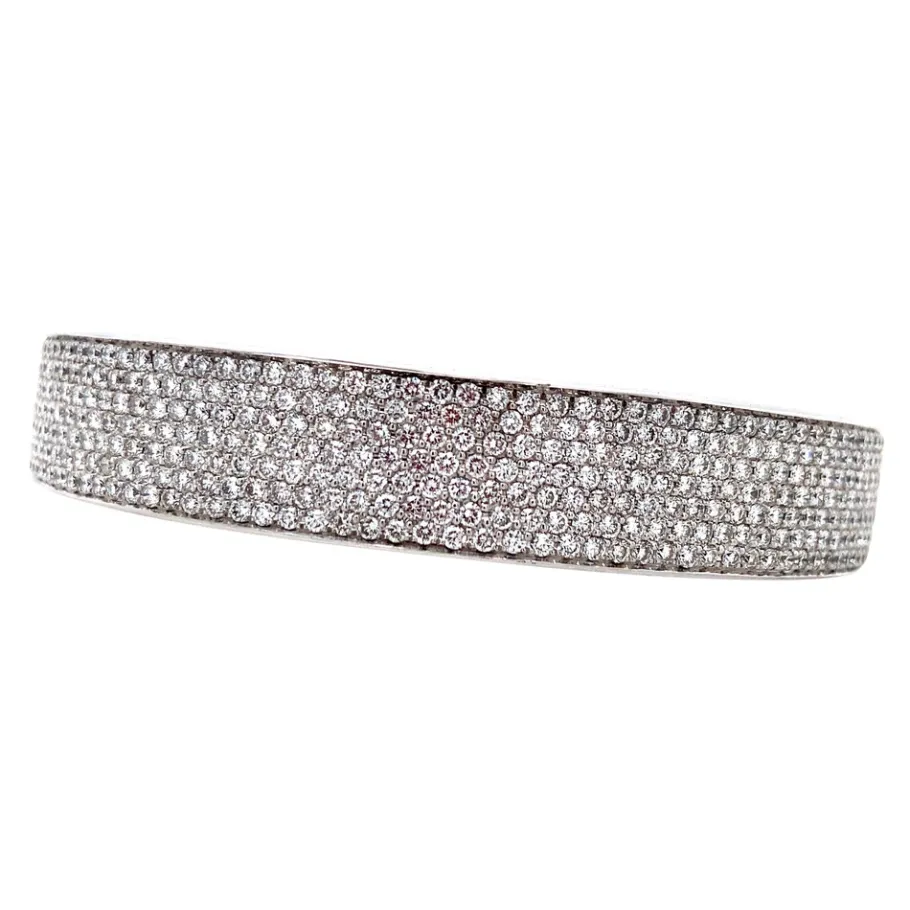 White gold bangle with diamonds 18 krt>Vintage Jewellery Hot