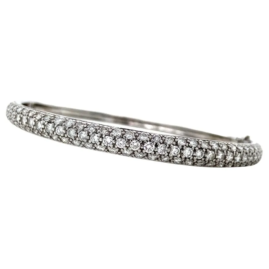 White gold bangle with diamonds 18 krt>Vintage Jewellery Best