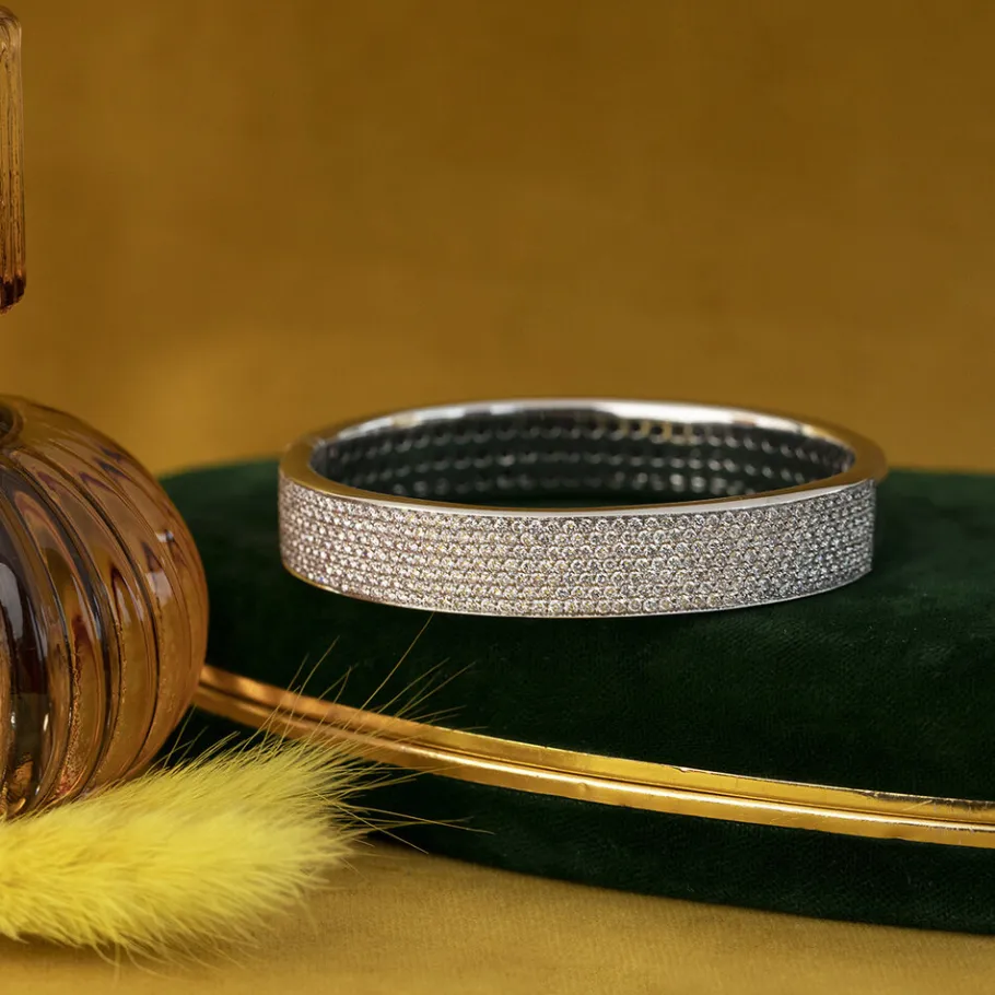 White gold bangle with diamonds 18 krt>Vintage Jewellery Hot