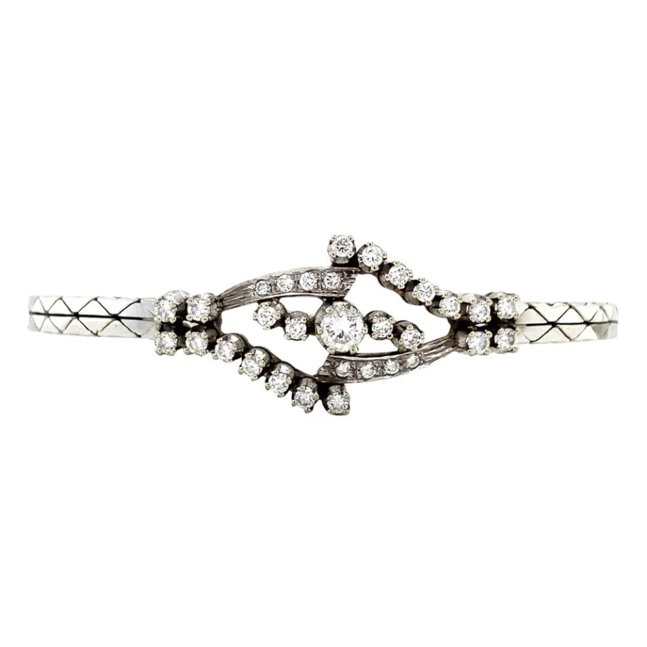 White gold bracelet with diamonds 18 krt>Vintage Jewellery Clearance