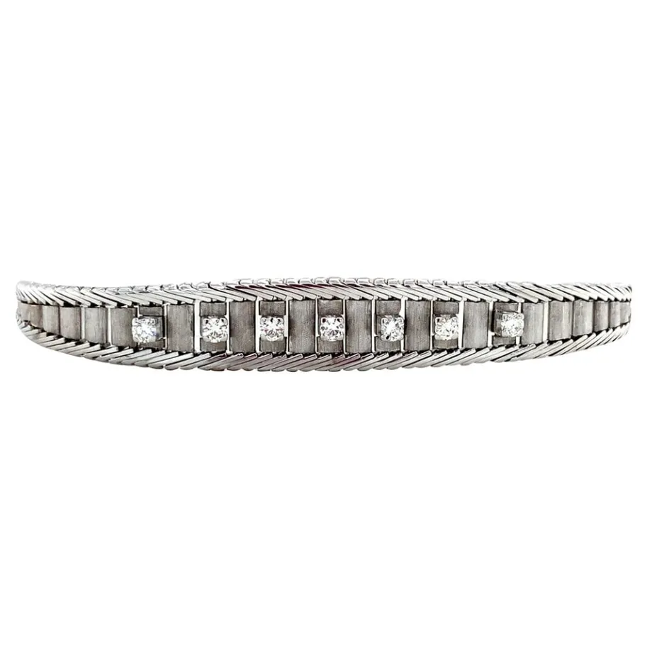 White gold bracelet with diamonds 14 krt>Vintage Jewellery Sale