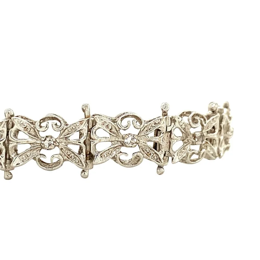 white_gold_bracelet_with__3-4.webp White gold bracelet with diamonds 18 cm 18 krt>Vintage Jewellery Hot