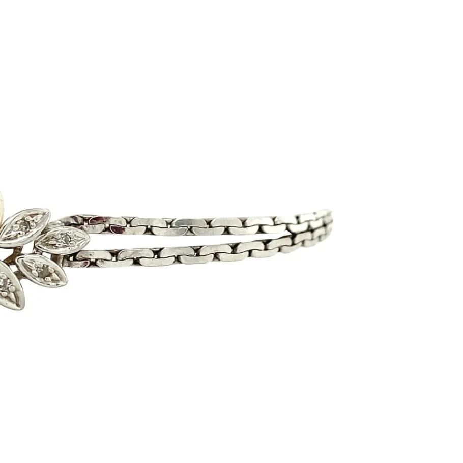 white_gold_bracelet_with__3.webp White gold bracelet with diamond and pearl 18 cm 14 krt>Vintage Jewellery Hot