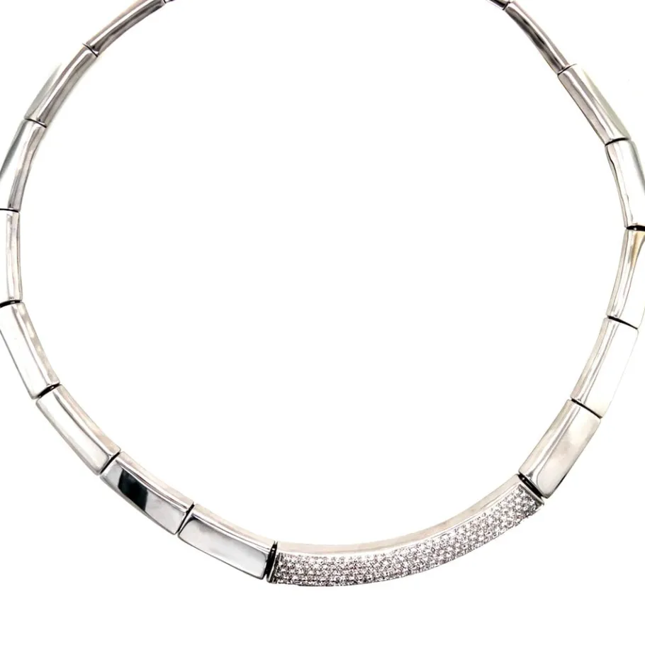 white_gold_choker_with_di_2.webp White gold choker with diamonds 18 krt>Vintage Jewellery New