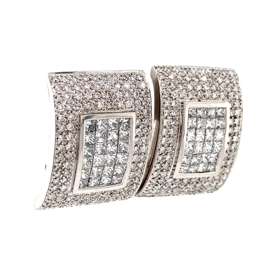 white_gold_ear_studs_with_2.webp White gold ear studs with diamonds 18 krt>Vintage Jewellery New