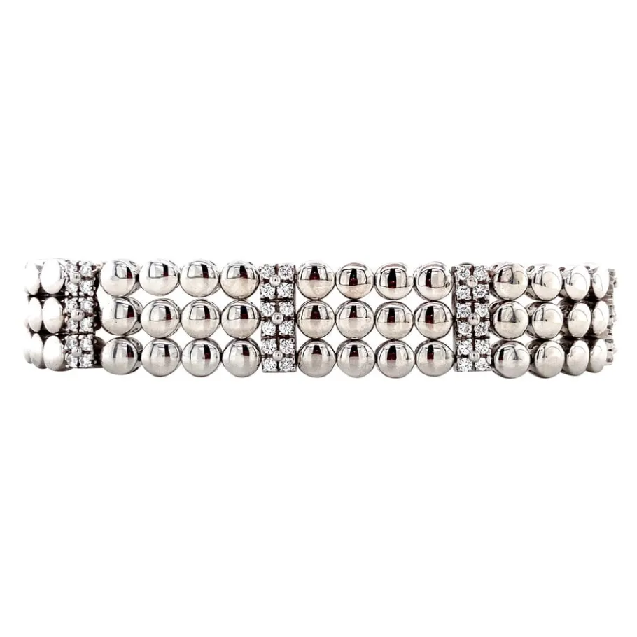 White gold fantasy bracelet with diamonds 18 krt>Vintage Jewellery New