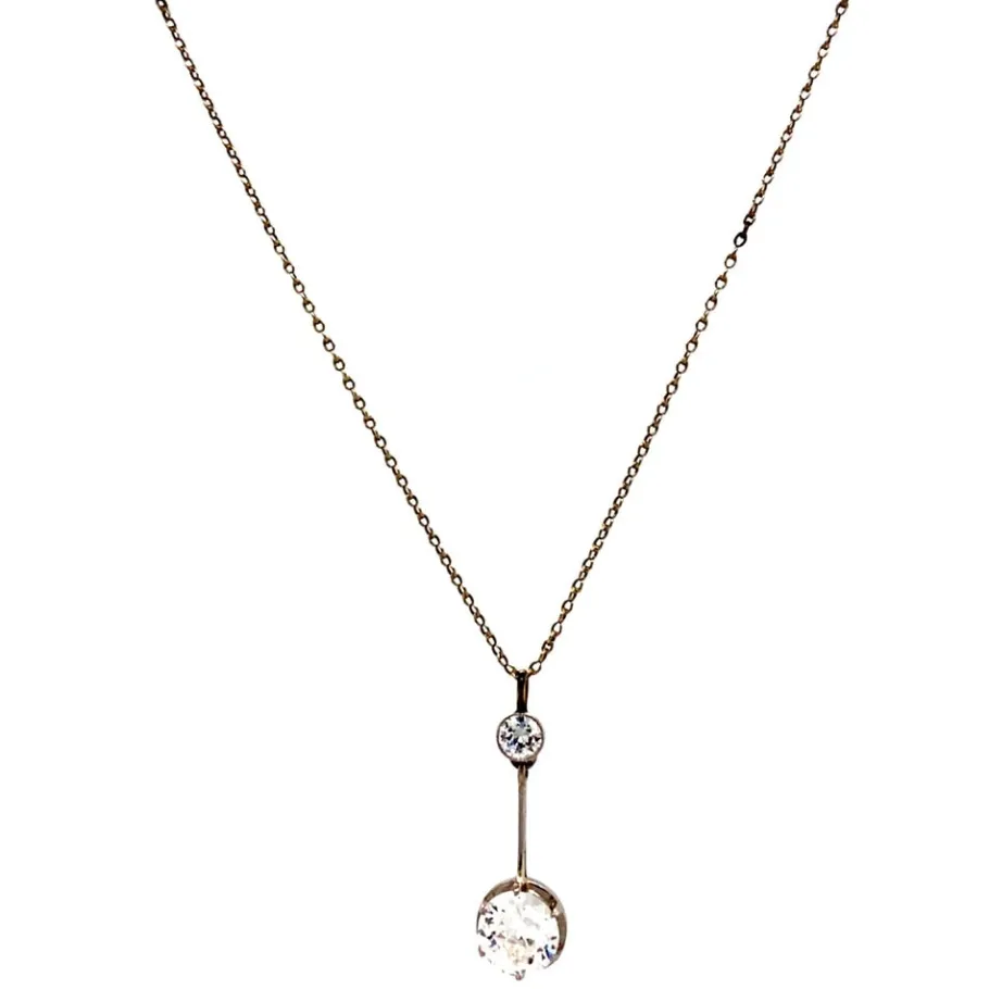 White gold necklace with diamond pendant 14 krt/900>Vintage Jewellery Hot