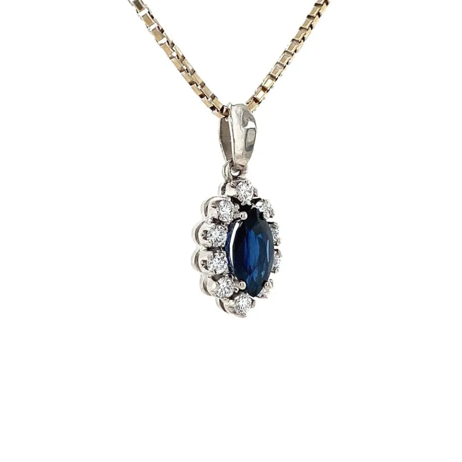 white_gold_pendant_with_s_2.webp White gold pendant with sapphire and diamond 14 krt>Vintage Jewellery New