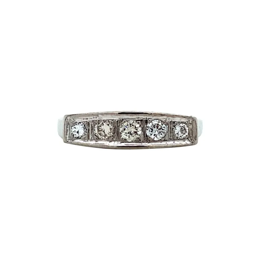 White gold ring with diamonds 14 krt>Vintage Jewellery Best