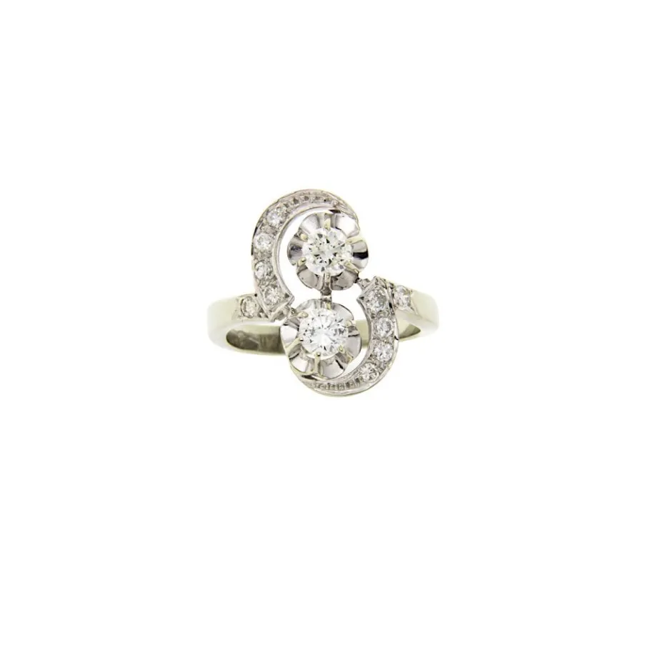 White gold ring with diamonds 14 krt>Vintage Jewellery Sale