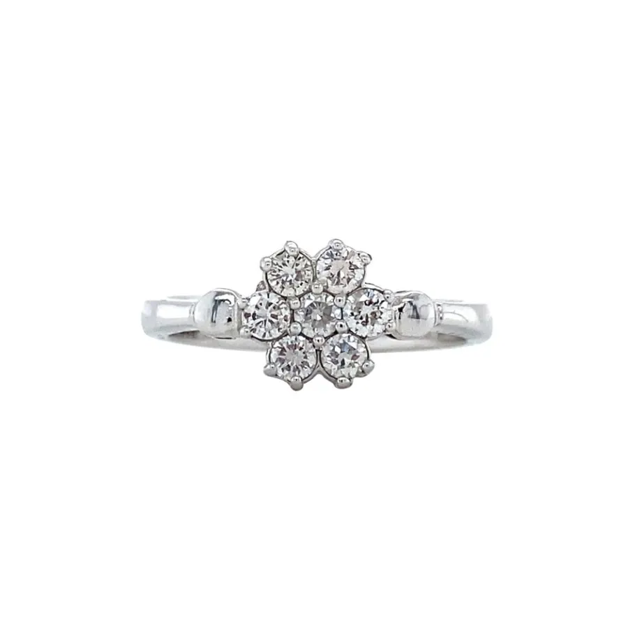 White gold ring with diamonds 18 krt>Vintage Jewellery Fashion