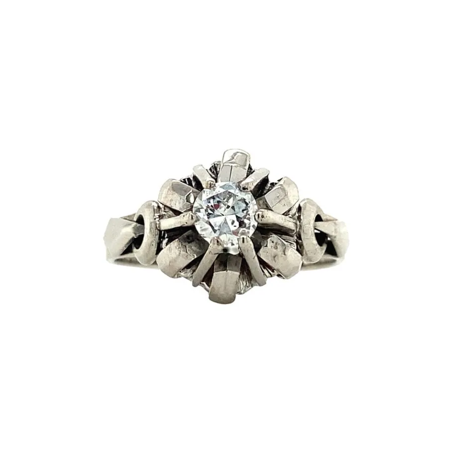 White gold ring with diamonds 14 krt>Vintage Jewellery Best