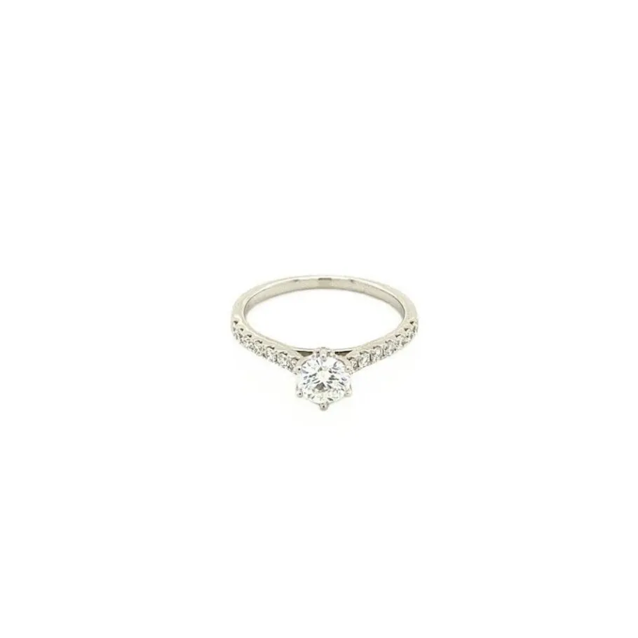 White gold ring with diamonds 18 krt>Vintage Jewellery Fashion