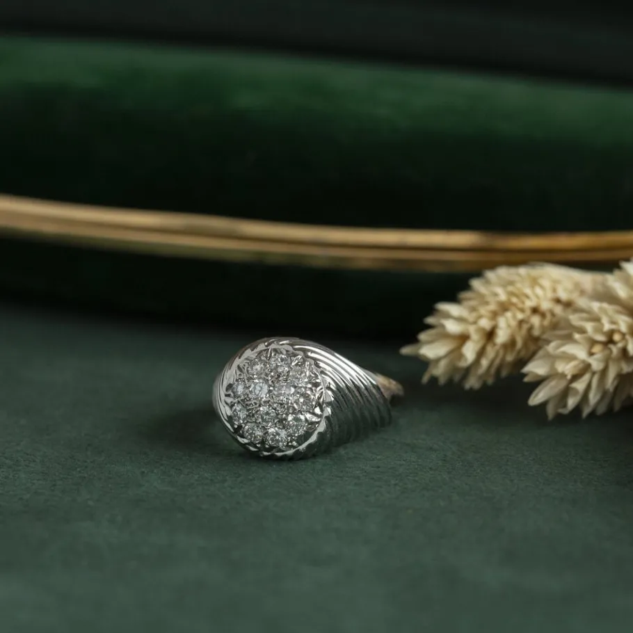 White gold ring with diamonds 18 krt>Vintage Jewellery Fashion