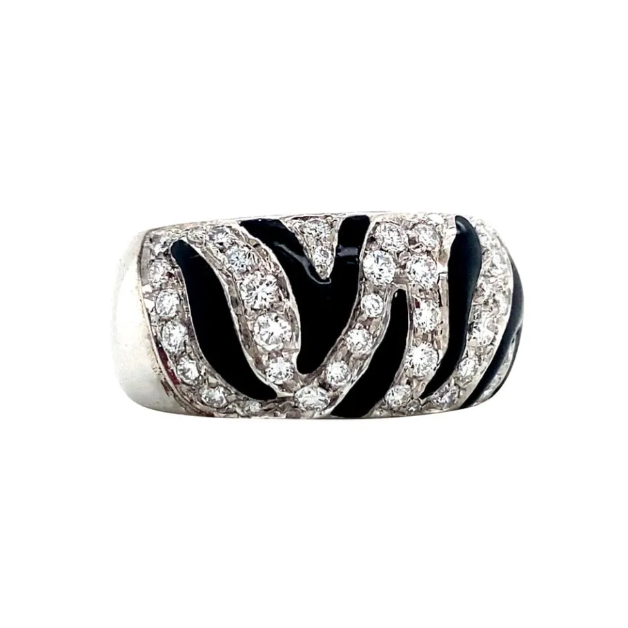 white_gold_ring_with_enam_2.webp White gold ring with enamel and diamond 18 krt>Vintage Jewellery Fashion