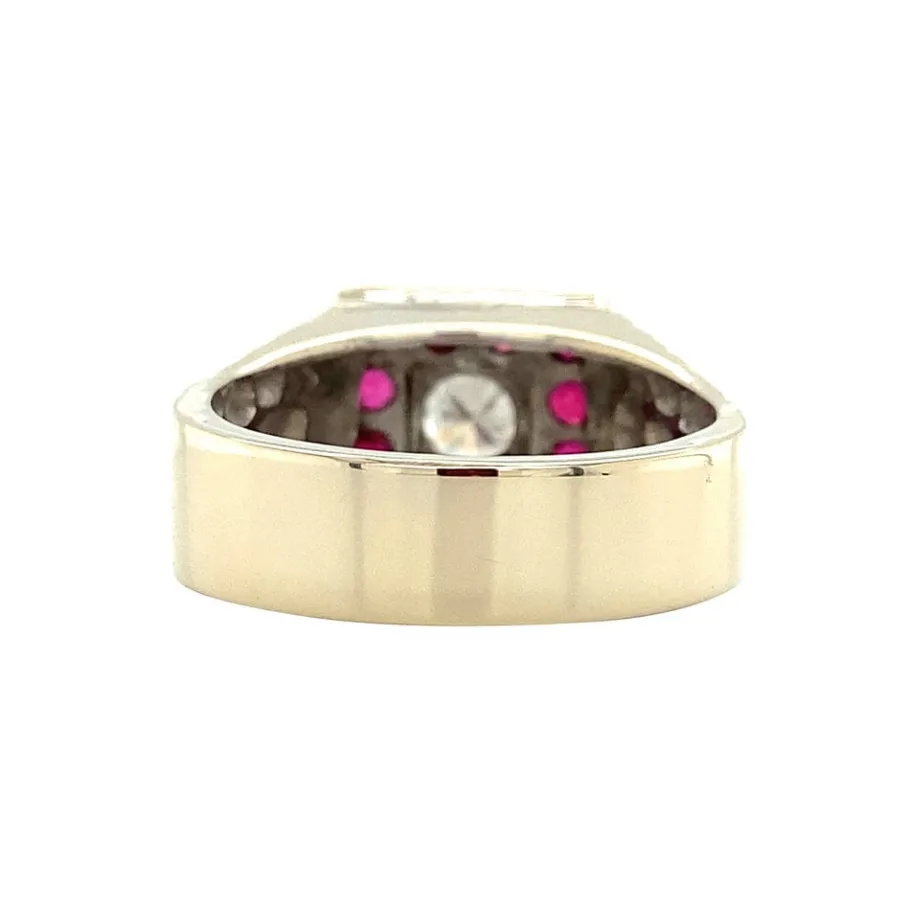 white_gold_ring_with_ruby_2.webp White gold ring with ruby and diamonds 18 krt>Vintage Jewellery Clearance
