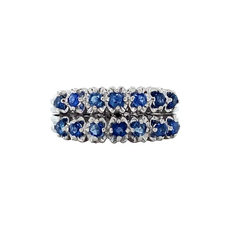 White gold ring with sapphire 18 krt>Vintage Jewellery Outlet