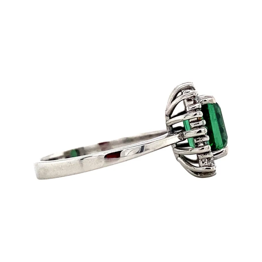 white_gold_ring_with_tour_3.webp White gold ring with tourmaline and diamonds 14 krt>Vintage Jewellery Online