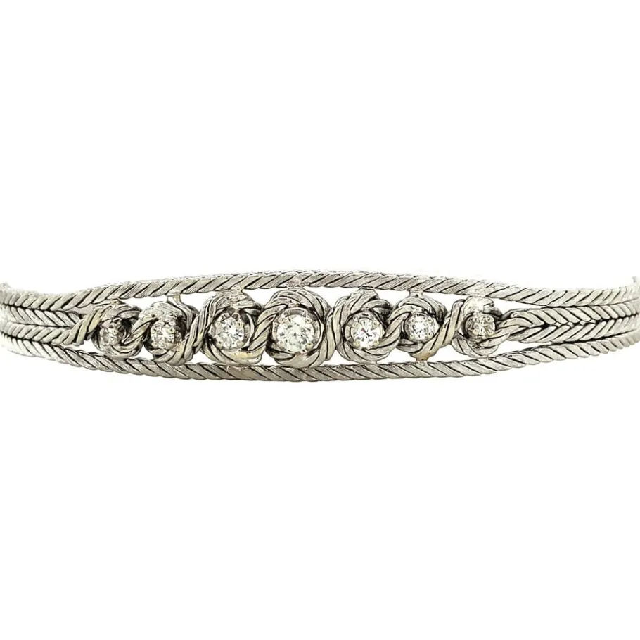 WIt gold bracelet with diamonds 14 krt>Vintage Jewellery Outlet