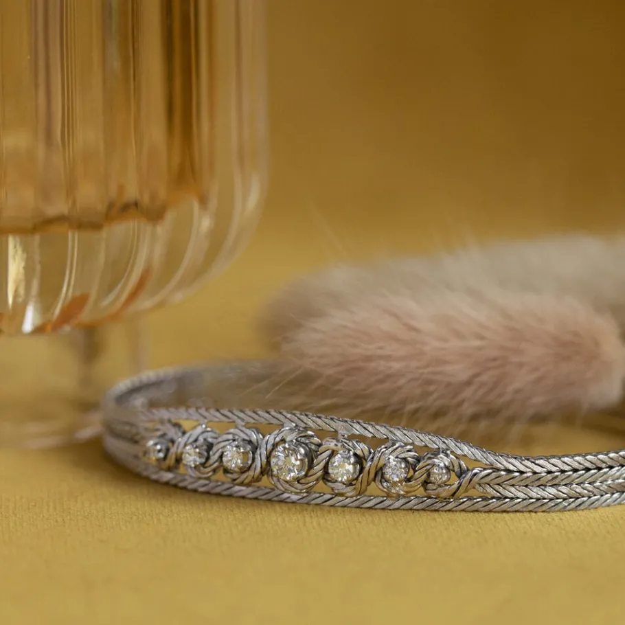 WIt gold bracelet with diamonds 14 krt>Vintage Jewellery Outlet